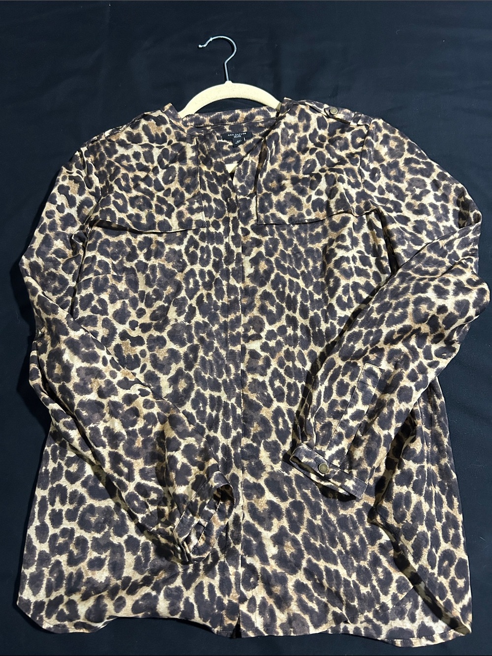 Ann Taylor Leopard Print Button-Down Shirt - Brown & Black